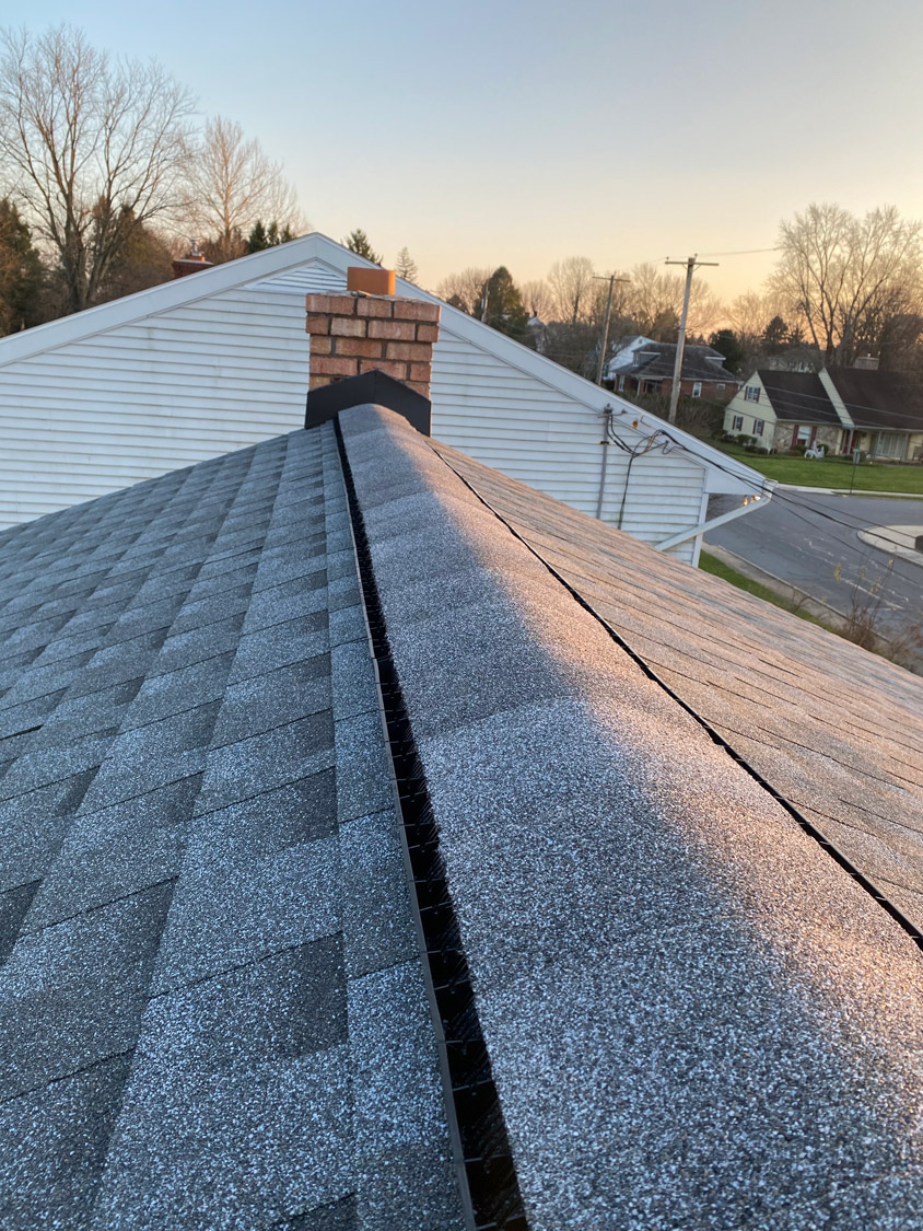Detailed view of a completed JMA roofing project