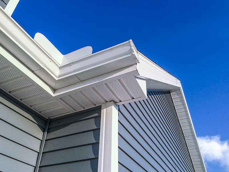 New seamless gutters installed on a home
